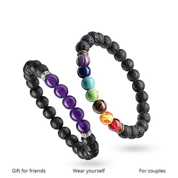 NEW Amber Essential Oil Diffuser Bracelet White Natural Lava Stone - Picture 7 of 8